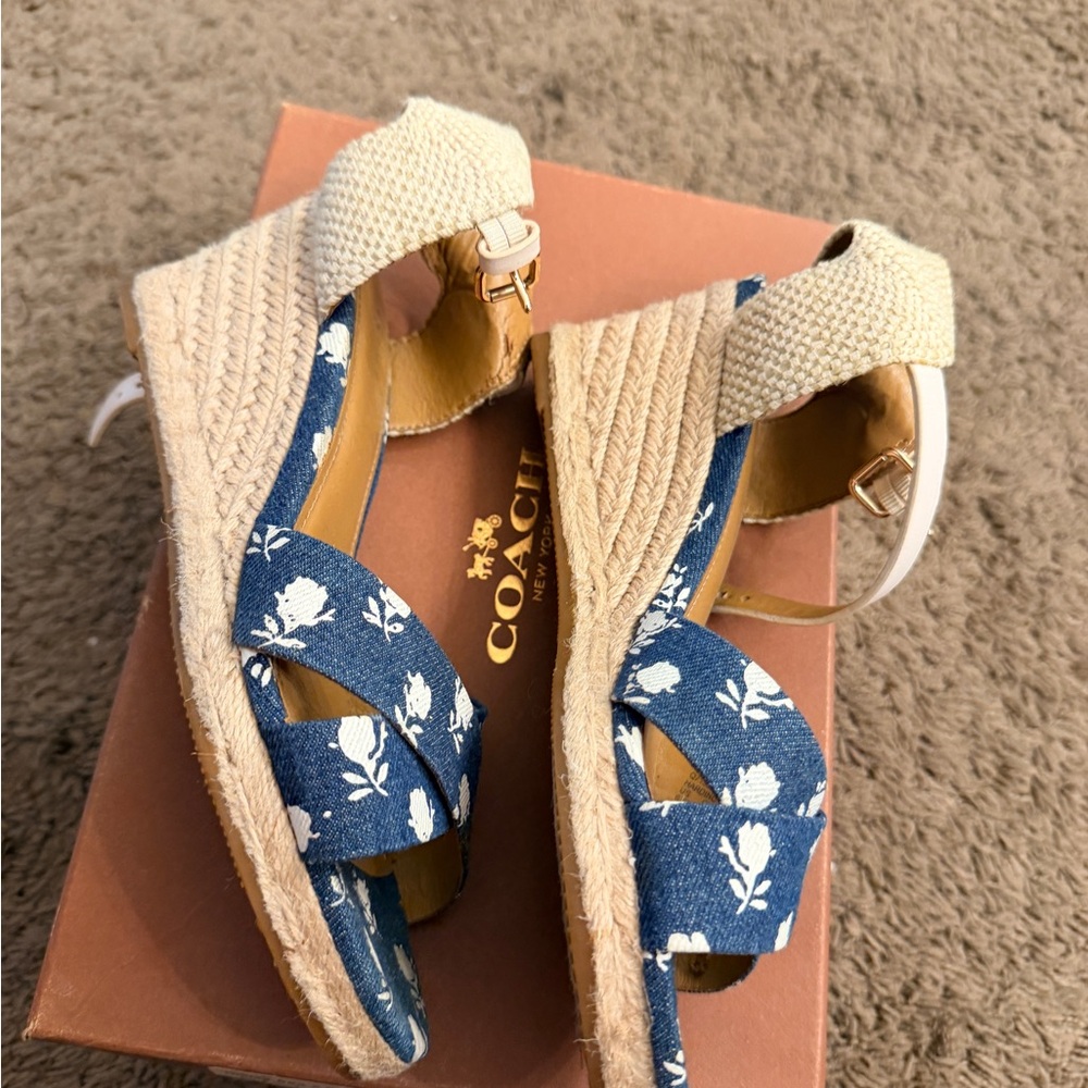 Coach Denim Blue Floral Espadrilles - Picture 2 of 5